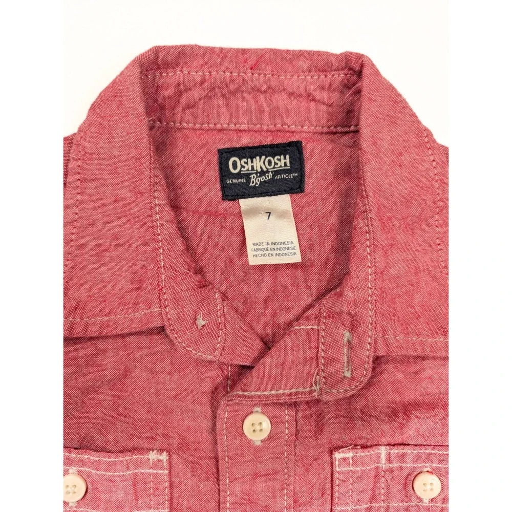 OshKosh B'Gosh Original Salmon Button Long‎ Sleeve Shirt Boy's Size 7